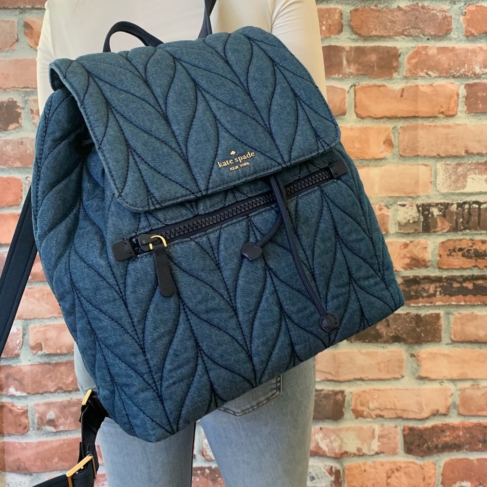 Kate Spade Blue Quilted Backpack